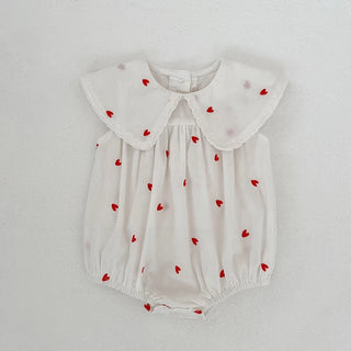 Heart Print Flap Romper