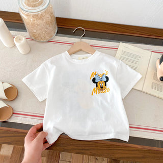 Disney Cartoon Kids Girls Tees Tops Short-sleeved Summer Clothing New Style Children's T-shirt Cute Fashion Girl Tshirts 1-7 Age - RYAN AND REMI