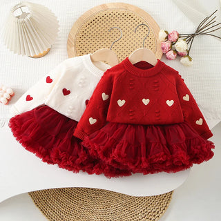 Heart Sweater Tulle Skirt Set