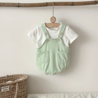 infant summer rompers Mint T-Shirt Suspender Romper Set Mint green / 6-9M