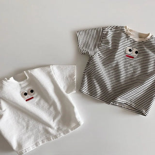 2025 Summer New Baby Short Sleeve T Shirts Embroidered Big Eyes Boys Girls T Shirt Toddler Cute Tops Infant Cotton Tee Clothes - RYAN AND REMI