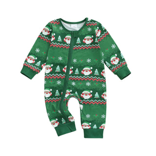 Christmas Print Zip Jumpsuit