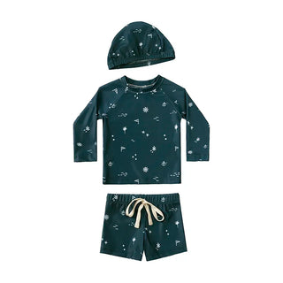 1-7T Summer Kids Boy Swimsuits Vacation Beach Pants Long sleeve Tops with Hat Toddler Sets Fashion Children Surfing Swim Suit - RYAN AND REMI