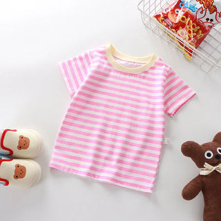 100% Cotton Striped T Shirt for Kids Boys Baby Red Shirt Boy Girls Wholesale Tops Base Shirts Korean Children's Clothes 2026 - RYAN AND REMI