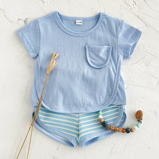 Baby Boy Korean Version Summer Short Sleeved Set Children Outfit Baby Casual Thin Shorts - RYAN AND REMI