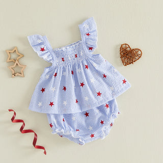 Star Print Fly Sleeve Shorts Set - RYAN AND REMI