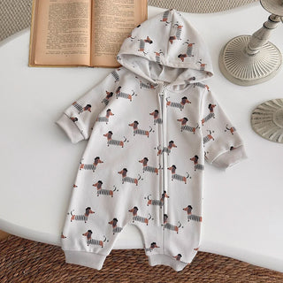 Dog Printed Hooded Jumpsuit - RYAN AND REMI