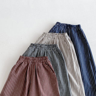 Boys Girls Linen Cotton Stripe Trousers For Children's Clothes Fall Spring Boy Loose Casual Harem Pants Kids Long Pants for 1-6T - RYAN AND REMI