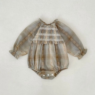 Plaid jacquard long sleeve Romper - RYAN AND REMI