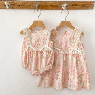 Pink Lace Bow Sister Outfit