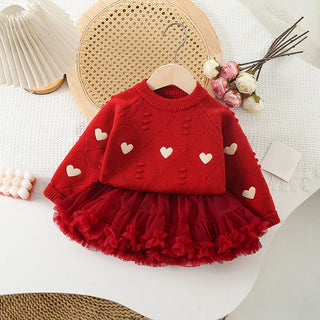 Heart Sweater Tulle Skirt Set