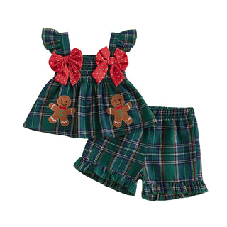 Christmas Plaid Shorts Set