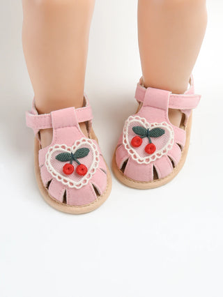 Baby girl sandals summer cherry cloth sole shoes newborn baby shoes first walking shoes - RYAN AND REMI
