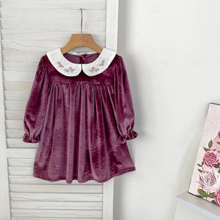 Doll Collar Velvet Dress