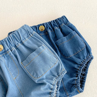 Baby Denim Bloomer Shorts Toddler Boys Girls Summer Shorts Pants with 2 Pockets Casual Children Shorts for 3m 6m 12m 24m 3t - RYAN AND REMI