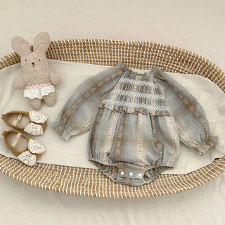 Plaid jacquard long sleeve Romper - RYAN AND REMI