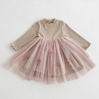 Long Sleeved Tulle Ribbon Dress
