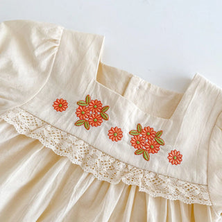 Summer Ins Baby Flower Embroidered Short Sleeve Top+Flower Bread Shorts 2-piece Set for Baby Girls - RYAN AND REMI
