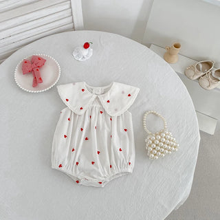 Heart Print Flap Romper