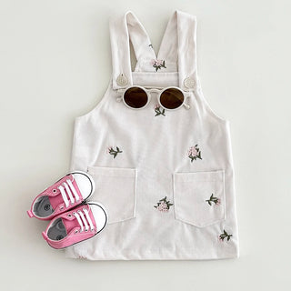 Flower Embroidery Suspender Dress - RYAN AND REMI