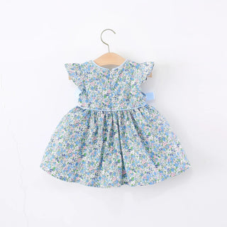 Blue Floral Ribbon Dress