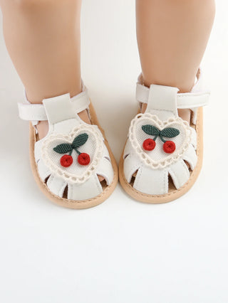 Baby girl sandals summer cherry cloth sole shoes newborn baby shoes first walking shoes - RYAN AND REMI