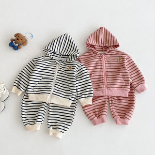 Striped Hoodie Jogger Set