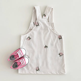 Flower Embroidery Suspender Dress - RYAN AND REMI