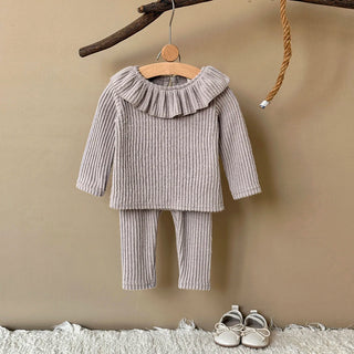 Autumn Toddler Baby Girls Outfit Purple Fleece Fleece Fleece Long Sleeve Sweatshirt Elastic Waist Pants Spring Clothes - RYAN AND REMI