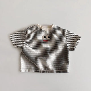 2025 Summer New Baby Short Sleeve T Shirts Embroidered Big Eyes Boys Girls T Shirt Toddler Cute Tops Infant Cotton Tee Clothes - RYAN AND REMI