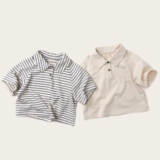 Korean Style Unisex Kids Cotton Polo T-shirt Breathable Short Sleeve Tee for Boys & Girls Summer Casual Top for 2-8 Years - RYAN AND REMI