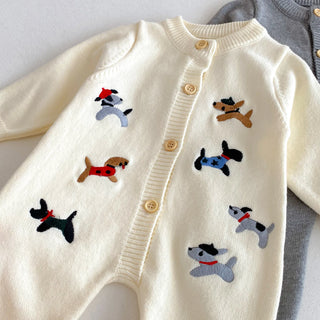Knitted Dog Pattern Jumpsuit Set - RYAN AND REMI
