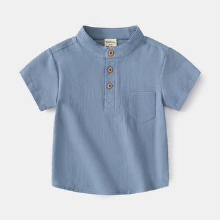 Basic White Shirts for Boys Clothes Summer 100Cotton Short Sleeve Kids Tops 2025 Toddler Boy Shirt Blue Children 2 to 8 Years - RYAN AND REMI