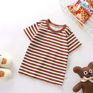 100% Cotton Striped T Shirt for Kids Boys Baby Red Shirt Boy Girls Wholesale Tops Base Shirts Korean Children's Clothes 2026 - RYAN AND REMI