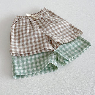 Linen Cotton Plaid Shorts
