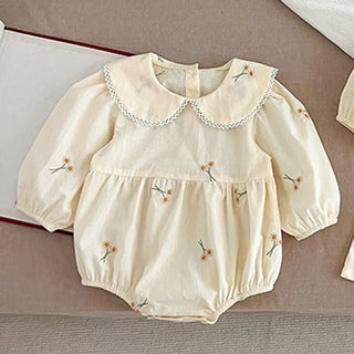Long Sleeve  Embroidery Flower Romper