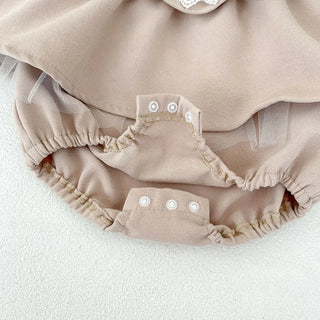 Autumn new baby girl princess jumpsuit Korean version lace lotus leaf collar long sleeved skirt bag fart - RYAN AND REMI