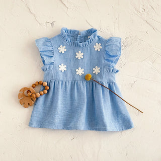 Flower Patch Cotton Linen Dress - RYAN AND REMI