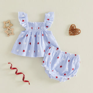 Star Print Fly Sleeve Shorts Set - RYAN AND REMI