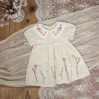 Summer New Floral Embroidery Baby Girl Dress, Pure Cotton Baby Princess Dress 0-3 Years Cute Short Sleeve Dress 0-3Y - RYAN AND REMI