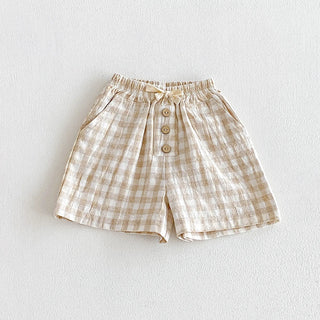 Linen Cotton Plaid Shorts