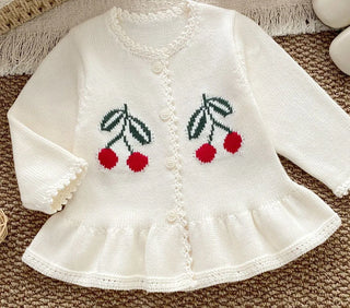 Knitted Cherry Sweater Cardigan