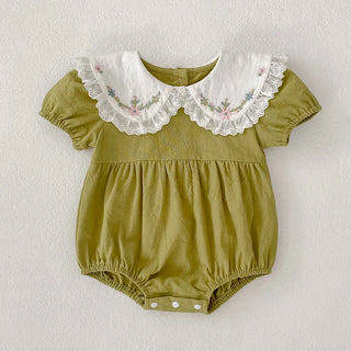 Floral Stitch Collar Romper - RYAN AND REMI