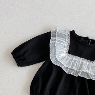Baby Girl Jumpsuit 2026 Spring Autumn Korean Version Lace and Lace Baby Hoodie Long Sleeved Crawling Clothes Fart Clothes - RYAN AND REMI
