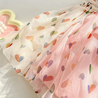 Heart Print Dress Tulle Dress