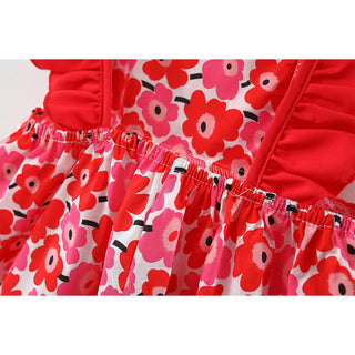2 Pcs Summer New Dress Korean Edition Flying Sleeves Flower Printed Cotton Skirt Suitable for 0-3 Year Old Babies - RYAN AND REMI
