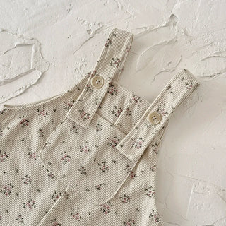 1-3 Years Baby Girl Romper Newborn Infant Sleeveless Floral Print Knit Overalls Corduroy Jumpsuit Baby Costumes - RYAN AND REMI