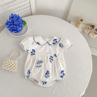 Embroidered Spode Blue Flower Romper
