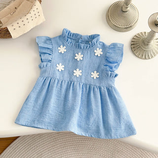 Flower Patch Cotton Linen Dress - RYAN AND REMI