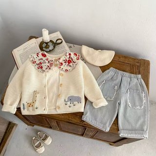 Animal Embroidery Sweater Cardigan